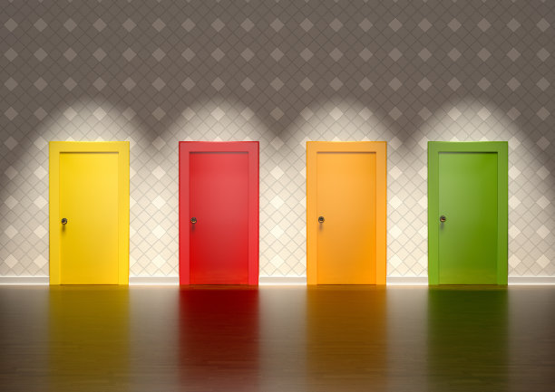 房间里的彩色门代表了选择的概念图片下载
