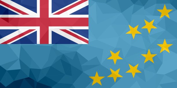 图瓦卢多边形国旗。马赛克现代背景。几何设计图片下载