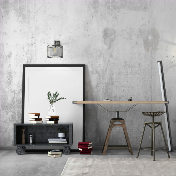 当代家庭办公室室内背景模板图片下载