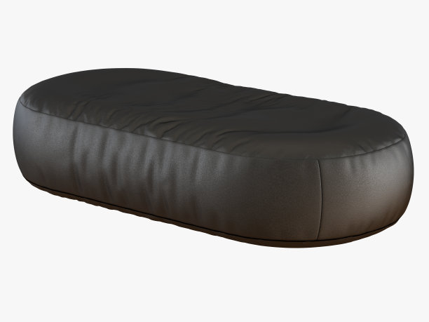 大的皮革黑色蒲团与圆形的结束图片下载