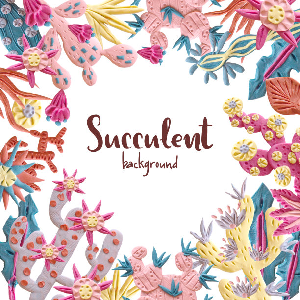 橡皮泥，多汁的花插图。轮架图片下载