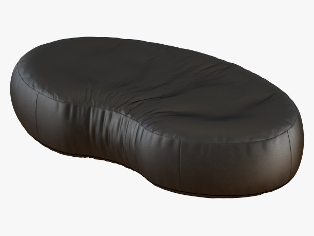 大的皮革黑色蒲团与圆形的结束图片下载