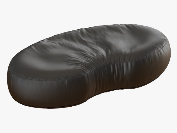 大的皮革黑色蒲团与圆形的结束图片下载