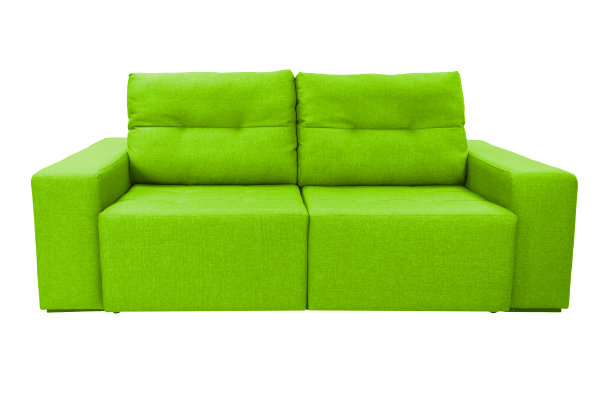 三个座位舒适的颜色织物沙发隔离在白色的背景图片下载