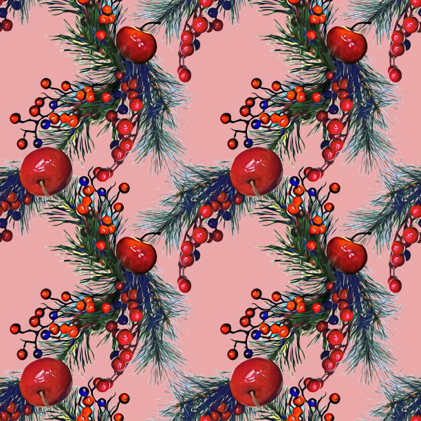 无缝图案搭配圣诞装饰。图片下载