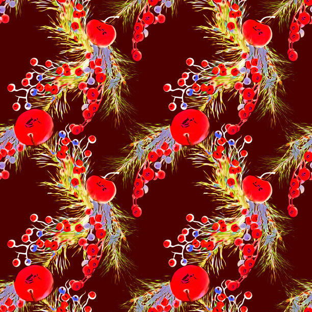 无缝图案搭配圣诞装饰。图片下载