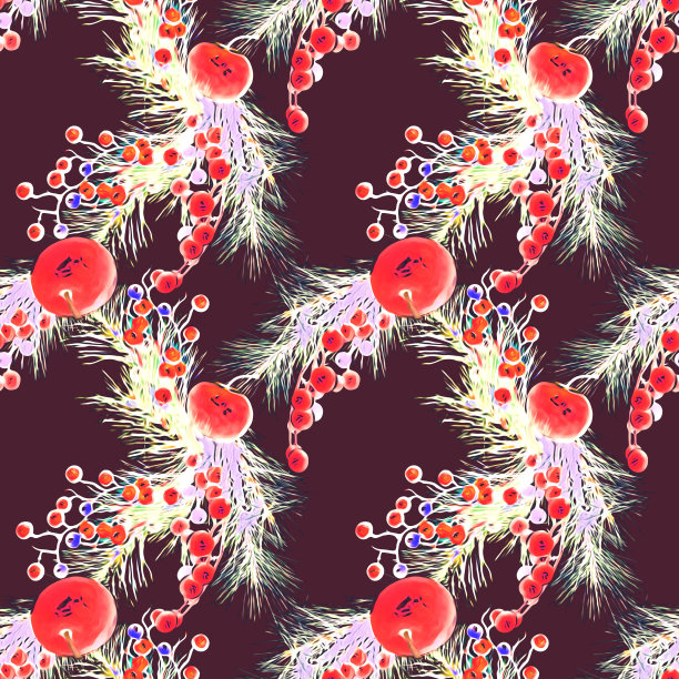 无缝图案搭配圣诞装饰。图片下载