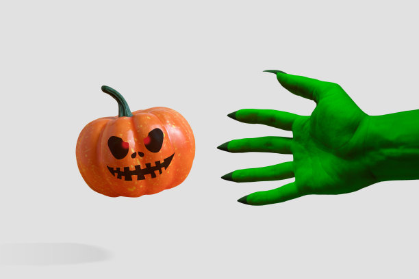 僵尸和南瓜的新手。万圣节最小的概念。图片下载