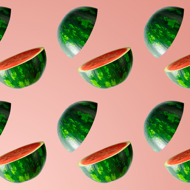 粉彩背景上的西瓜切片图案。最小fru图片下载