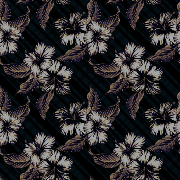 热带木槿图案，几何背景。图片下载