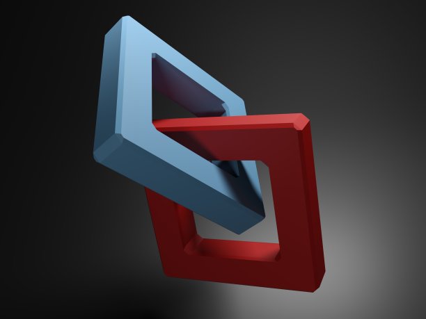 黑色背景上的抽象链-三维渲染图片下载