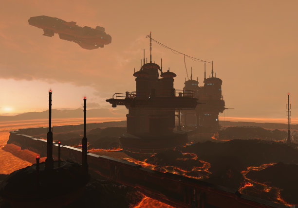 3D插图的未来在一个外星球的基地图片下载