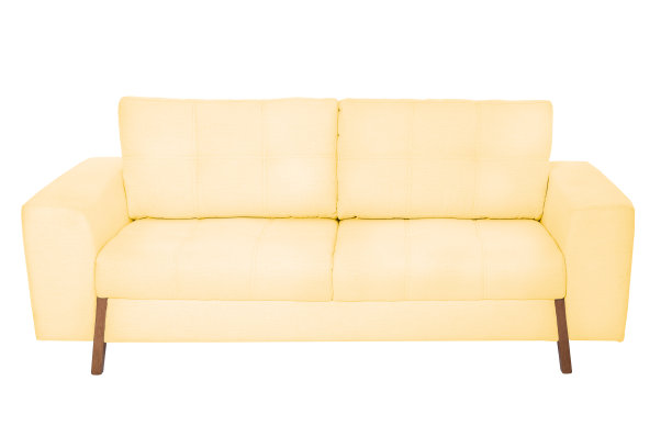 三个座位舒适的白色织物沙发孤立在白色背景图片下载