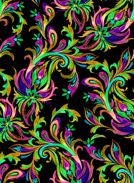 无缝水彩涡纹图案，美丽典雅的彩色漩涡。图片下载