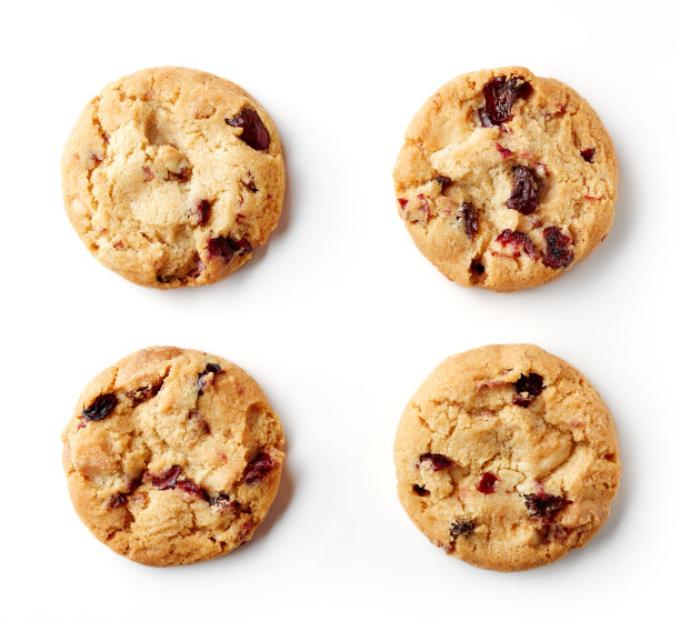 新鲜的巧克力饼干孤立在白色，从上面图片下载