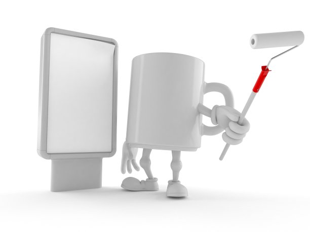 马克人物与空白广告牌图片下载