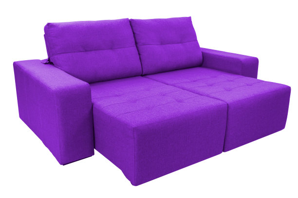 三个座位舒适的颜色织物沙发隔离在白色的背景图片下载