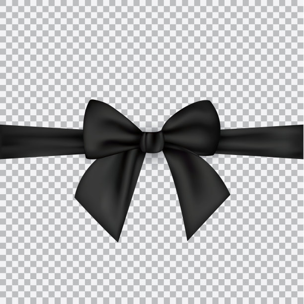 黑色丝带和蝴蝶结孤立在透明的背景上图片下载