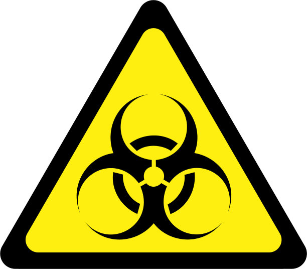 带有生物危害物质标志的黄色警告标志图片下载