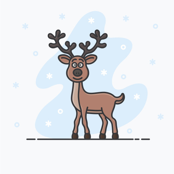 摘小可爱的微笑鹿在新年的背景。素材图片