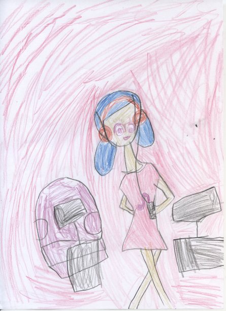 孩子们的铅笔素描。一个女孩的肖像。图片下载