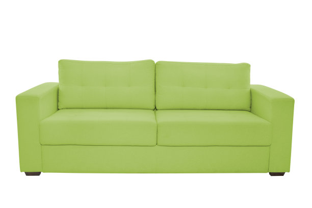 三个座位舒适的颜色织物沙发隔离在白色的背景图片下载