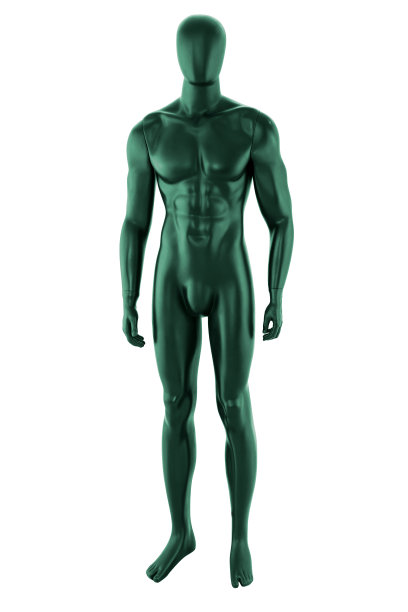有光泽的绿色男性人体模型孤立在白色背景上图片下载