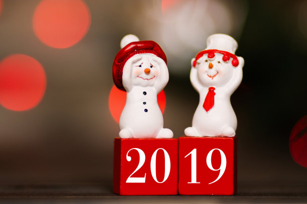2019年新年雪人雕像图片下载