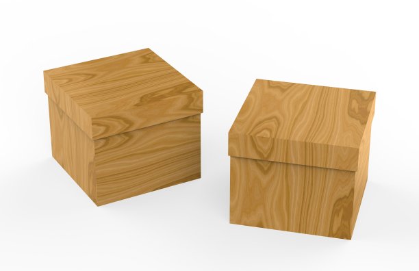 方形木箱在孤立的白色背景图片下载