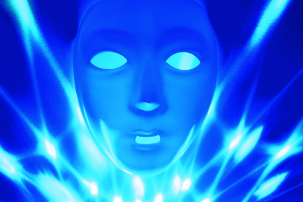 蓝色戏剧性的面具库存图像图片下载