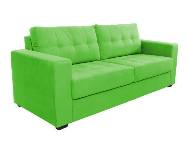 三个座位舒适的颜色织物沙发隔离在白色的背景图片下载