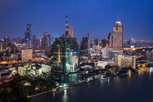 曼谷湄南河夜景泰国图片下载