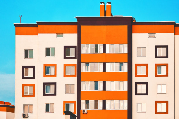 新建住宅立面，当代城市背景图片下载