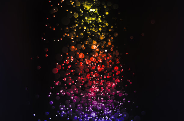 摘要彩色渐变蓝、红、黄、散景、闪光、气泡、碳酸水等为模板网页广告设计品牌背景。图片下载