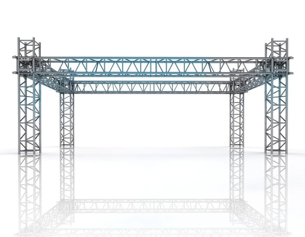 闪亮的蓝色框架结构与钢柱图片下载