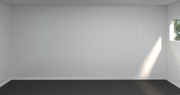 空的白色房间3D渲染干净的墙壁内部背景阳光拷贝空间在客厅背景图片下载