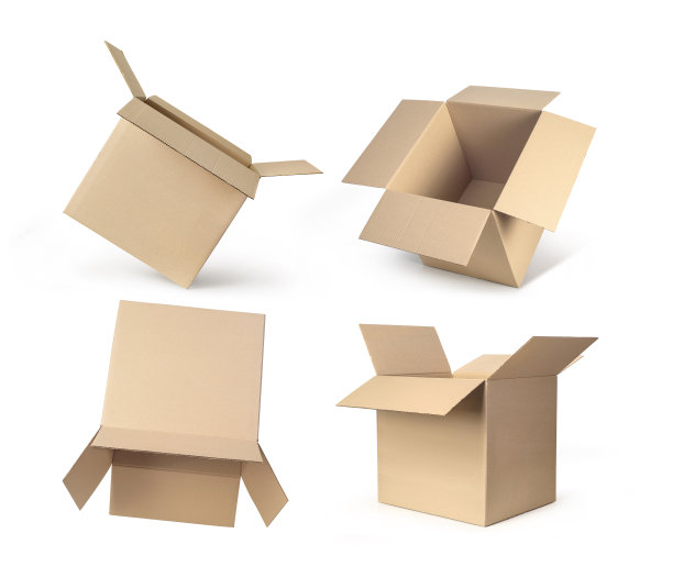 一套纸箱孤立在白色背景图片下载