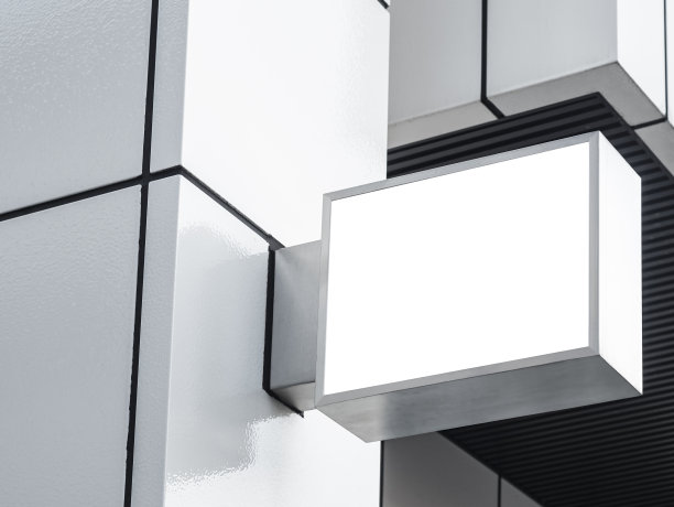 仿造招牌空白的白色招牌店前图片下载