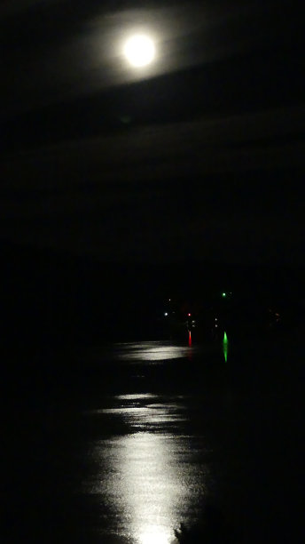 月光在水面上，天空朦胧图片下载