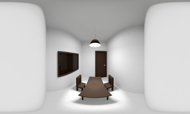 房间360度球面全景，3D渲染。图片下载