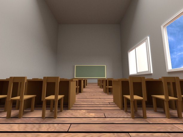 桌子和椅子的木地板和木框架背景，3D渲染。图片下载