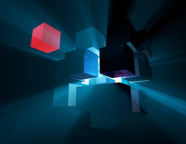 未来的数据立方体，数据存储应用，技术网络连接，关键元素和核心素材图片