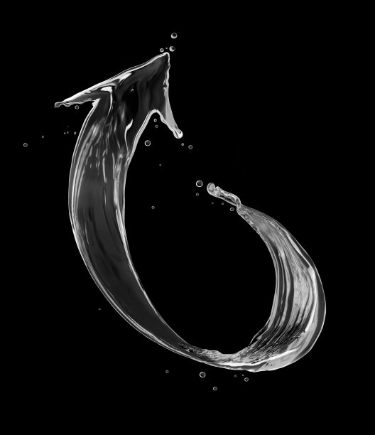 由水溅成的箭。概念图像上的黑色背景。图片下载