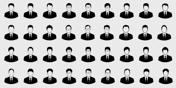 商人图标设置和老板矢量在灰色背景图片下载