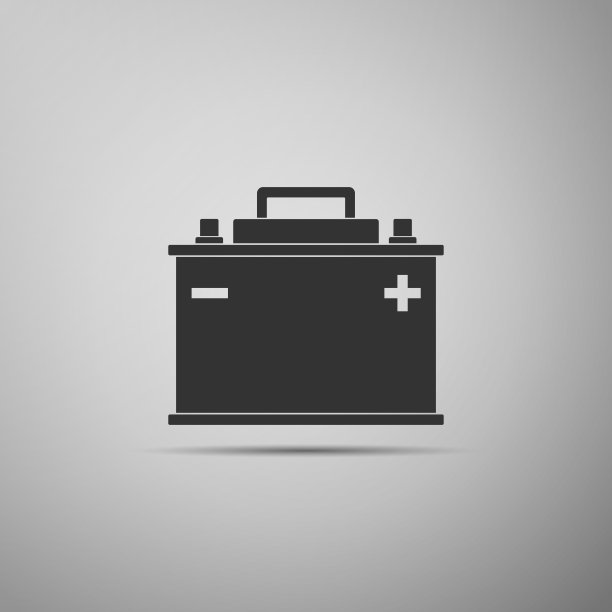 汽车电池图标孤立在灰色背景。蓄能器蓄电池能量动力和电能蓄能器蓄电池。平面设计。矢量图图片下载