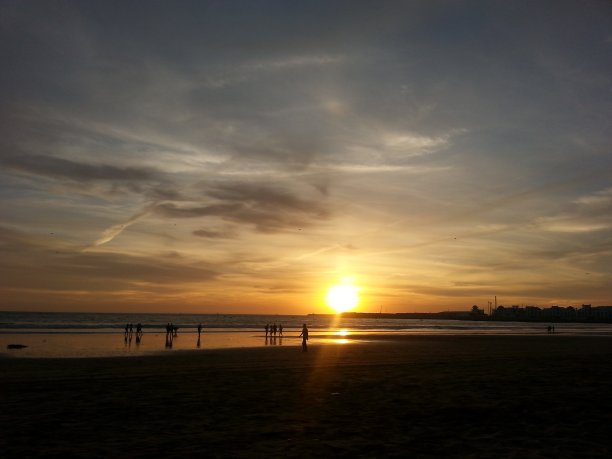 日落,阿加迪尔海滩图片下载