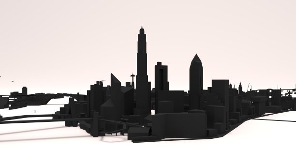 城市建筑3d插图图片下载