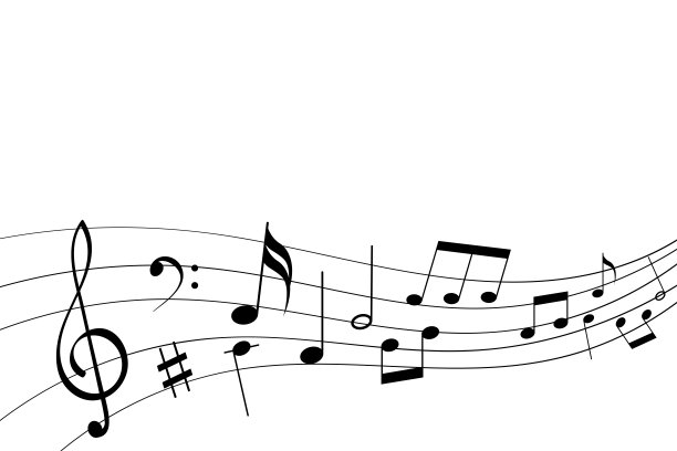 五线谱上的抽象音乐符号图片下载