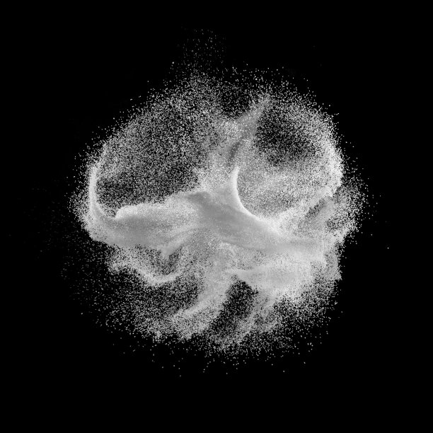 抽象的白色粉末飞溅在黑色背景上图片下载