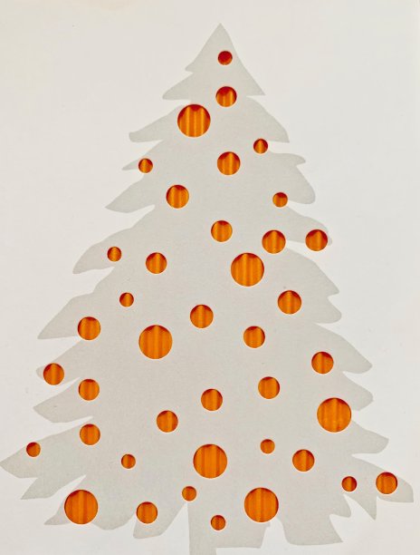 灰色的纸圣诞树和蓝色的球图片下载